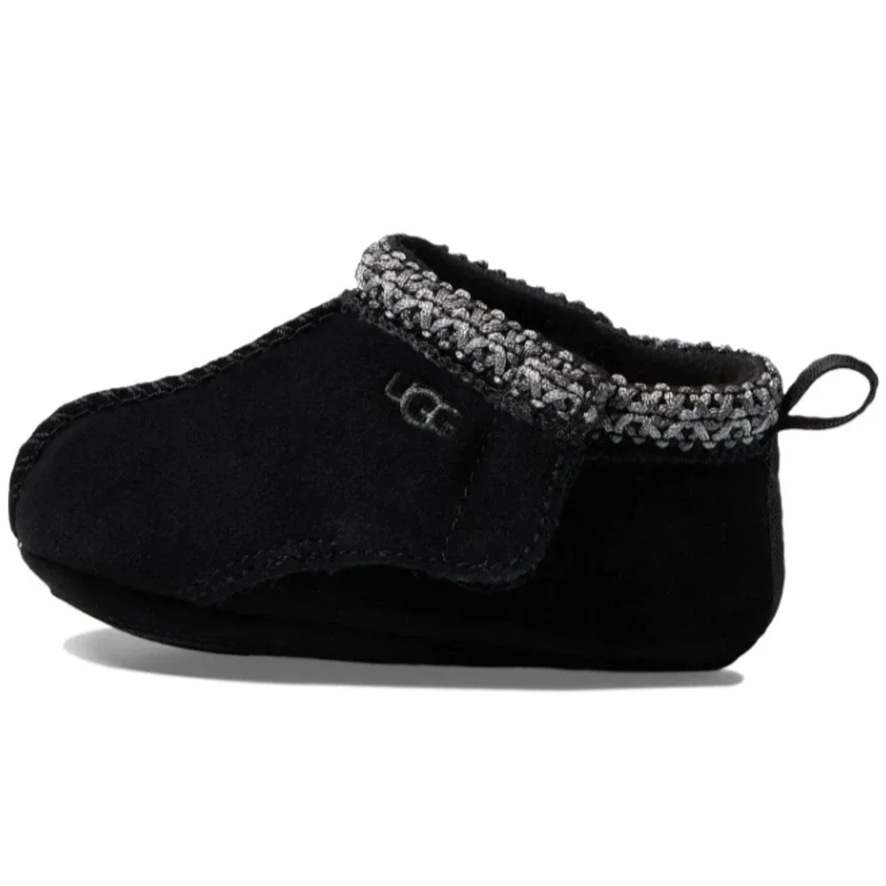 UGG Baby Tasman Slippers US 02/03 Small Black Suede NIB
